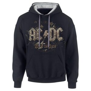 AC/DC Rock or bust  Black and grey mens bluza z kapturem