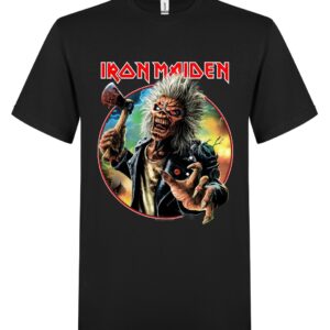 Iron Maiden Axe Eddie Red White Circle Back and Front t- shirt